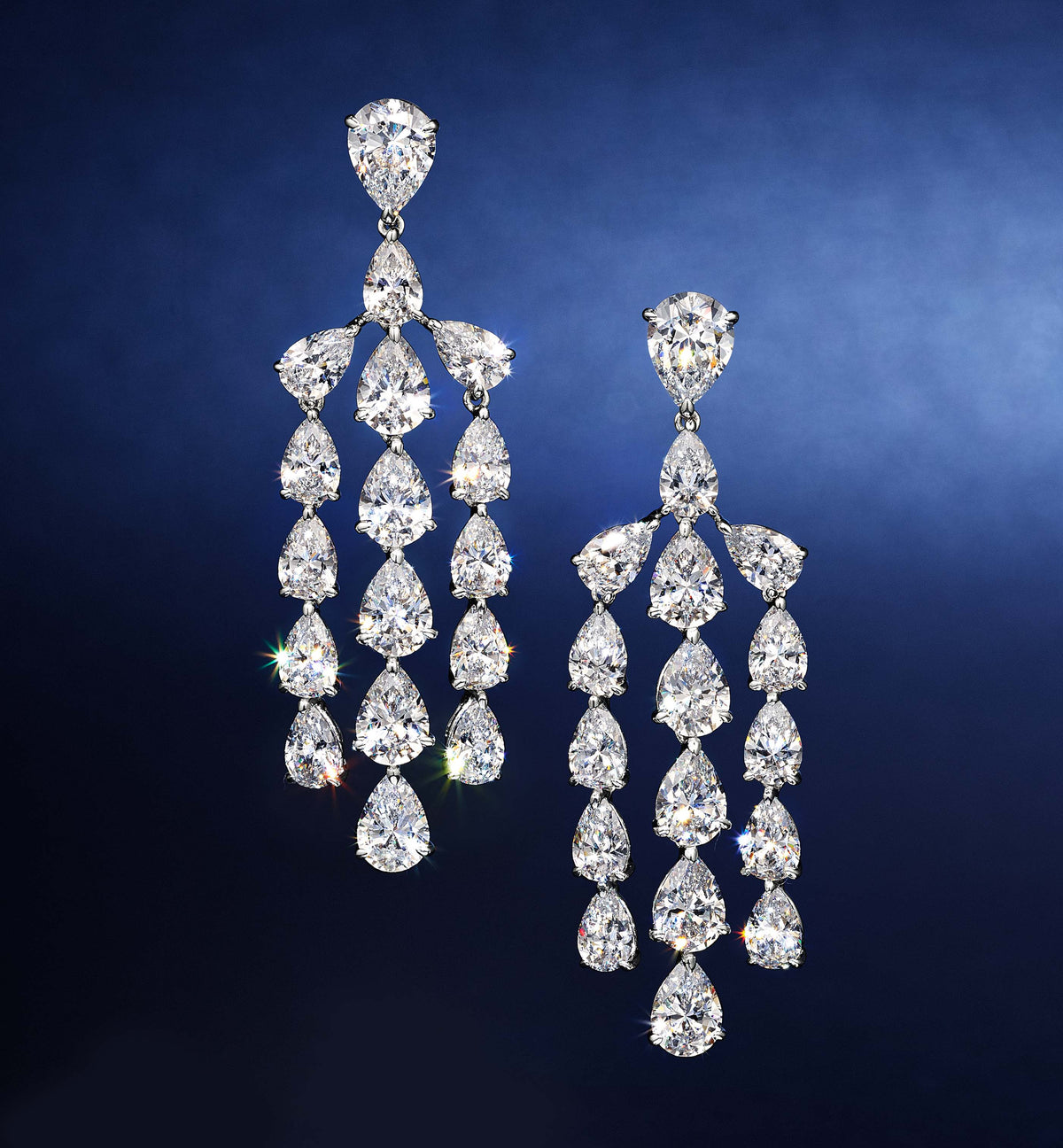 Diamond Chandelier Earrings With Hand Cut Marquis Stones