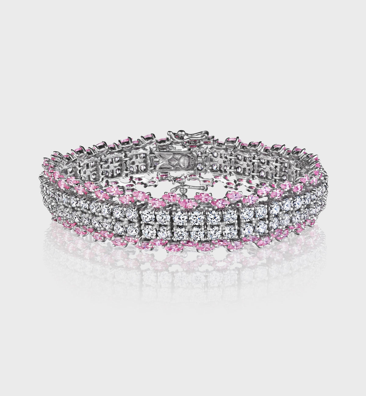 Diamond Bracelet With Pink Stones