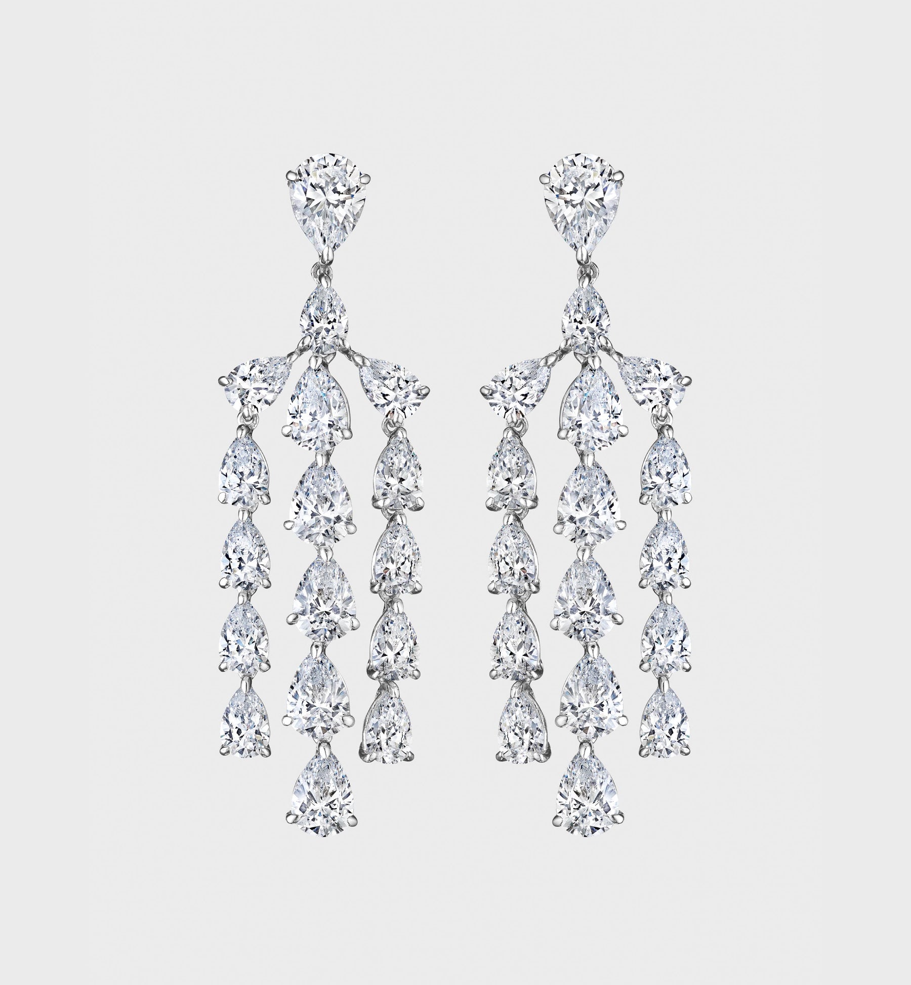 Diamond Chandelier Earrings With Hand Cut Marquis Stones