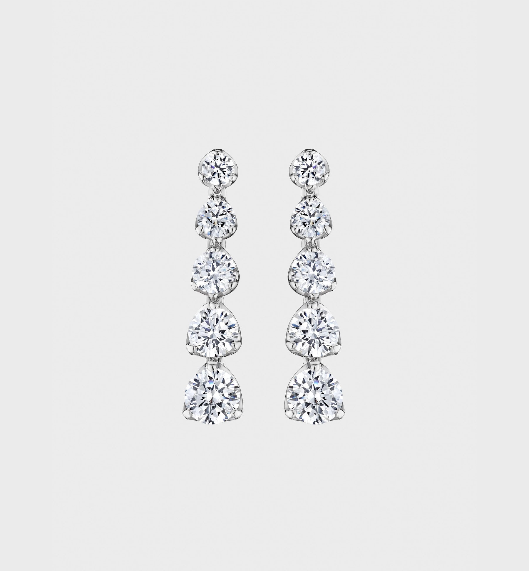 Hand Cut Diamond Drop Earrings In 3 Prong Setting