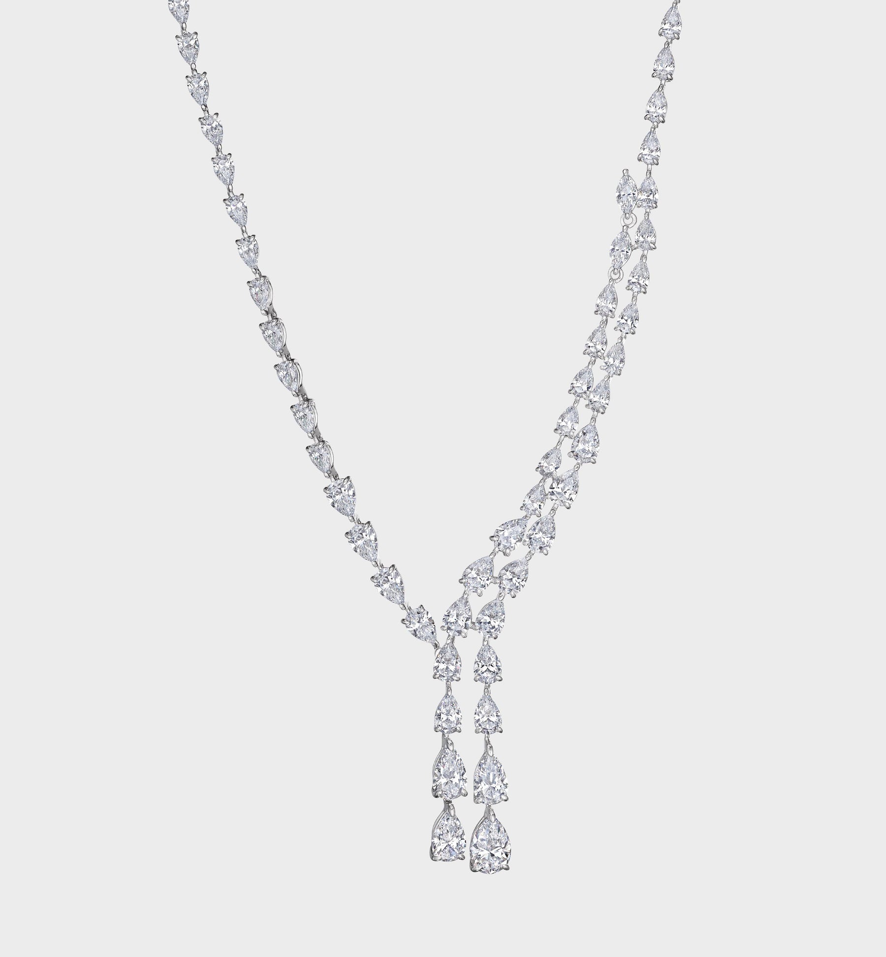 Brilliant Pear Shaped Cascading Diamond Necklace